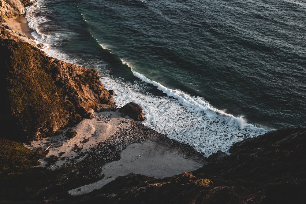 a view of the ocean from a cliff