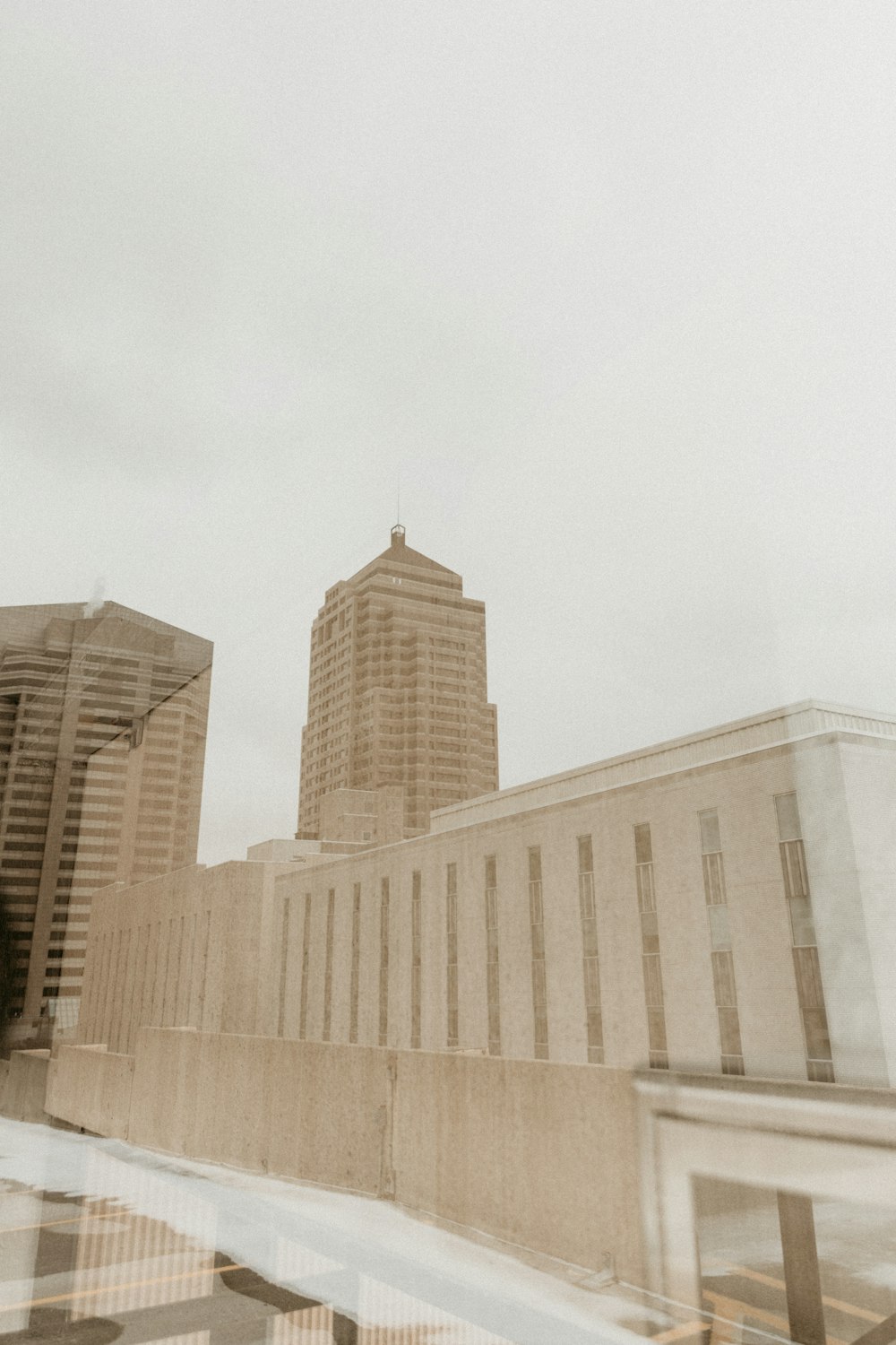 a view of a city from a window of a building