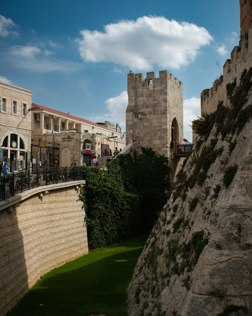 a view of a city from a bridge