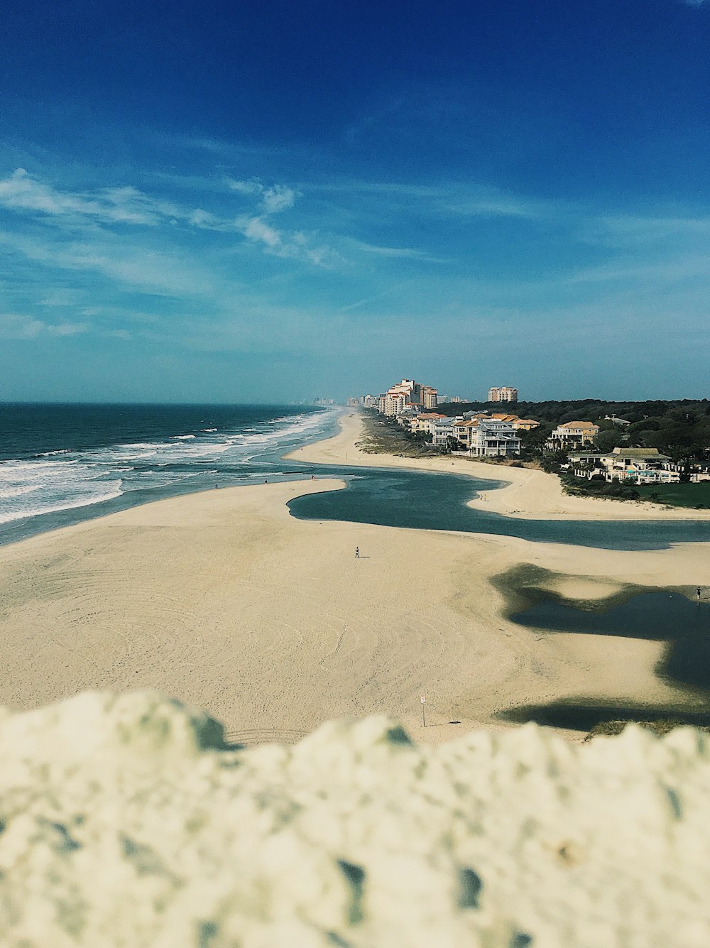 a view of a beach from a high point of view