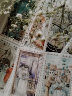 a bunch of stamps with pictures of people on them