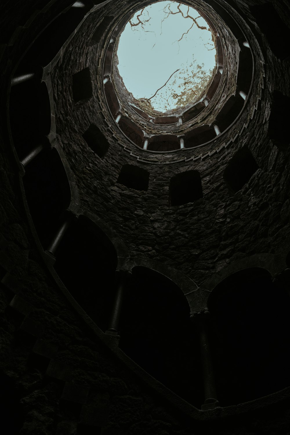 a round window in the ceiling of a building