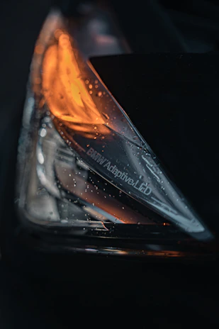 a close up of a car's side view mirror