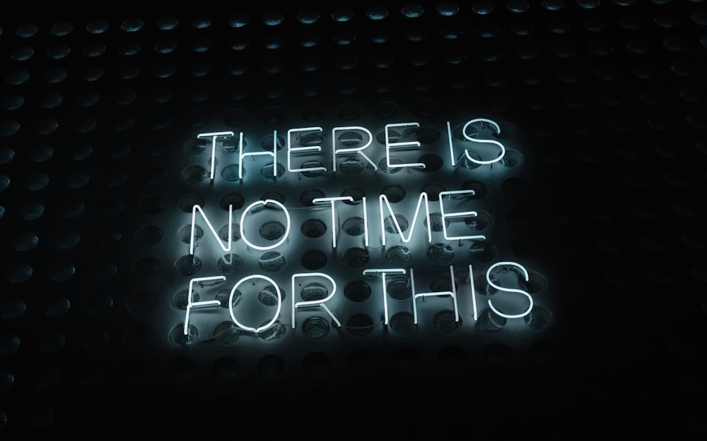 there is no time for this neon sign