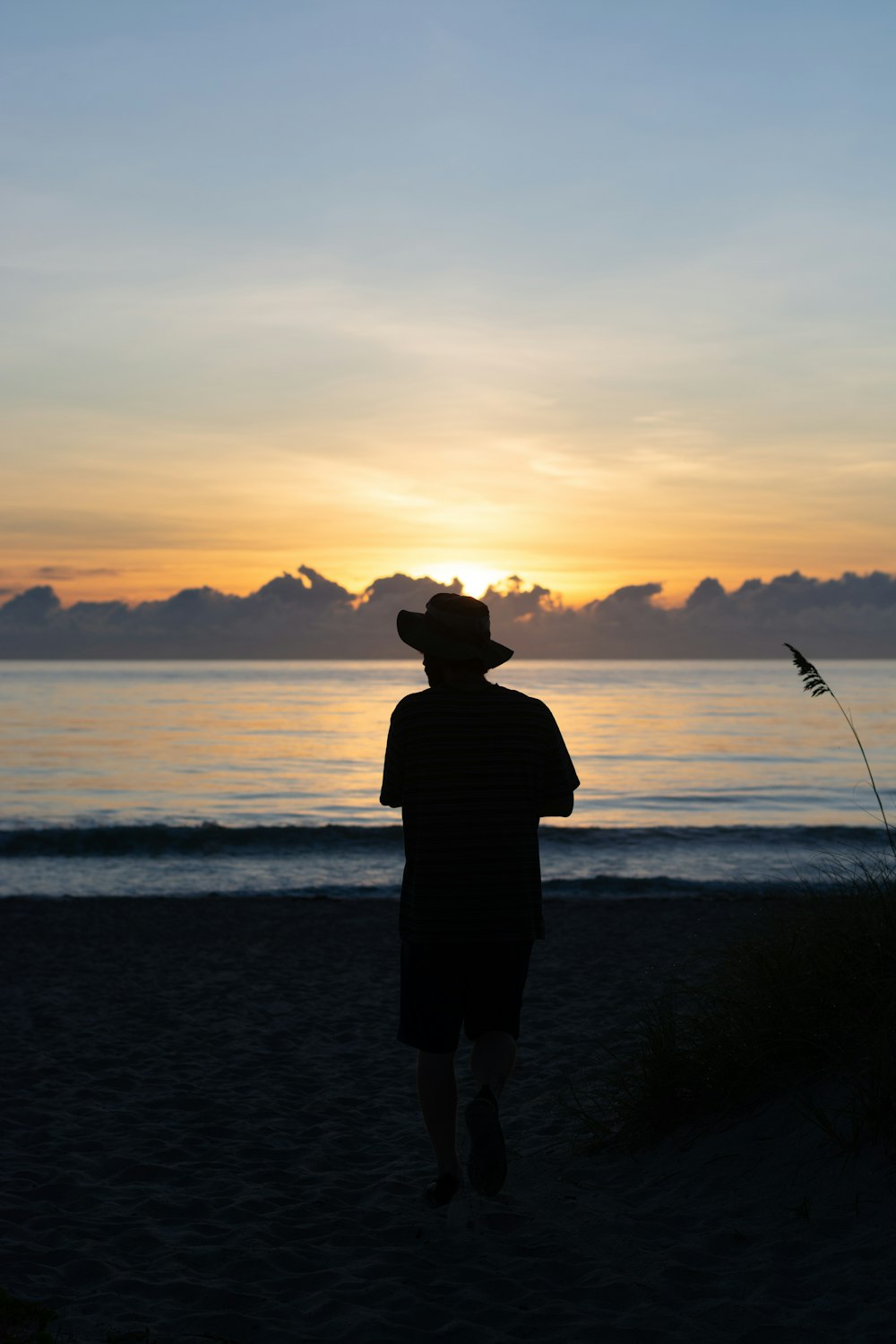 a person standing on top of a beach near the ocean