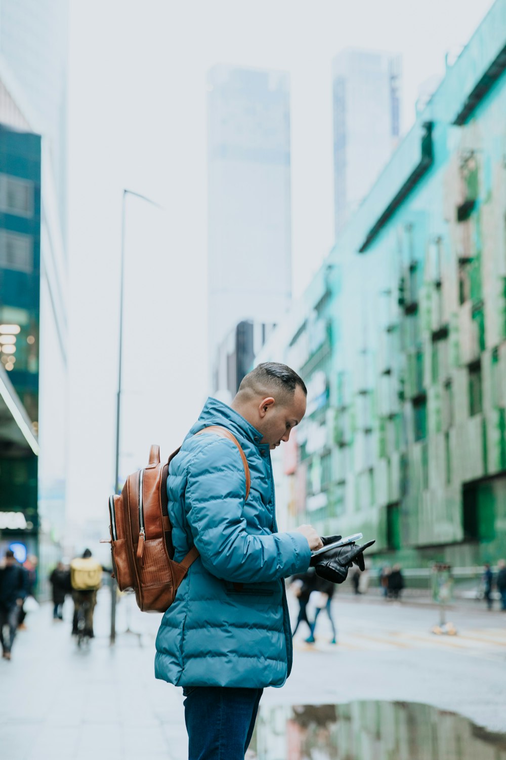 a person walking down a street