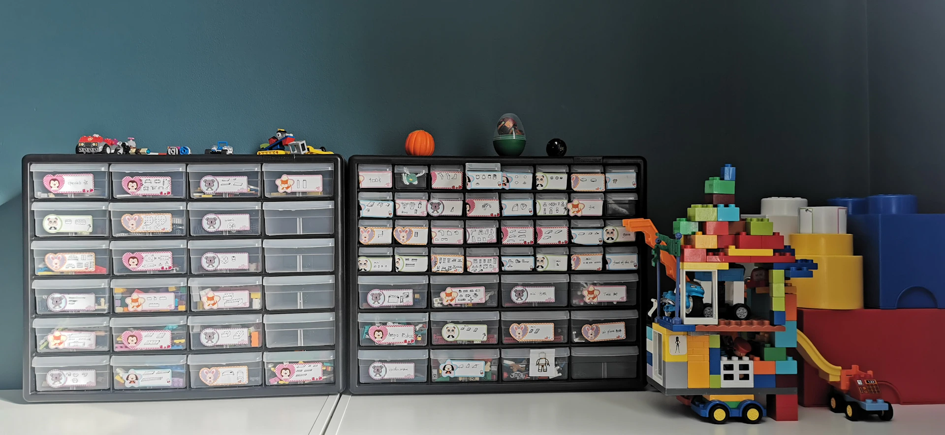 a room filled with lots of toys and plastic containers