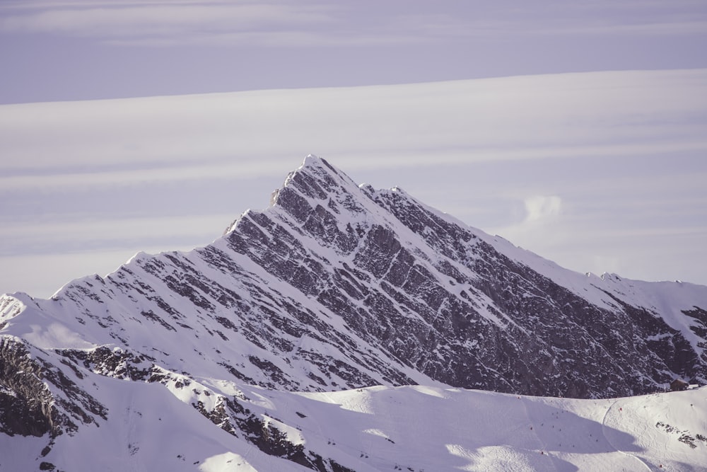 a snow covered mountain with a sky background