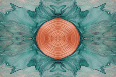 an abstract painting with a circular design in the center