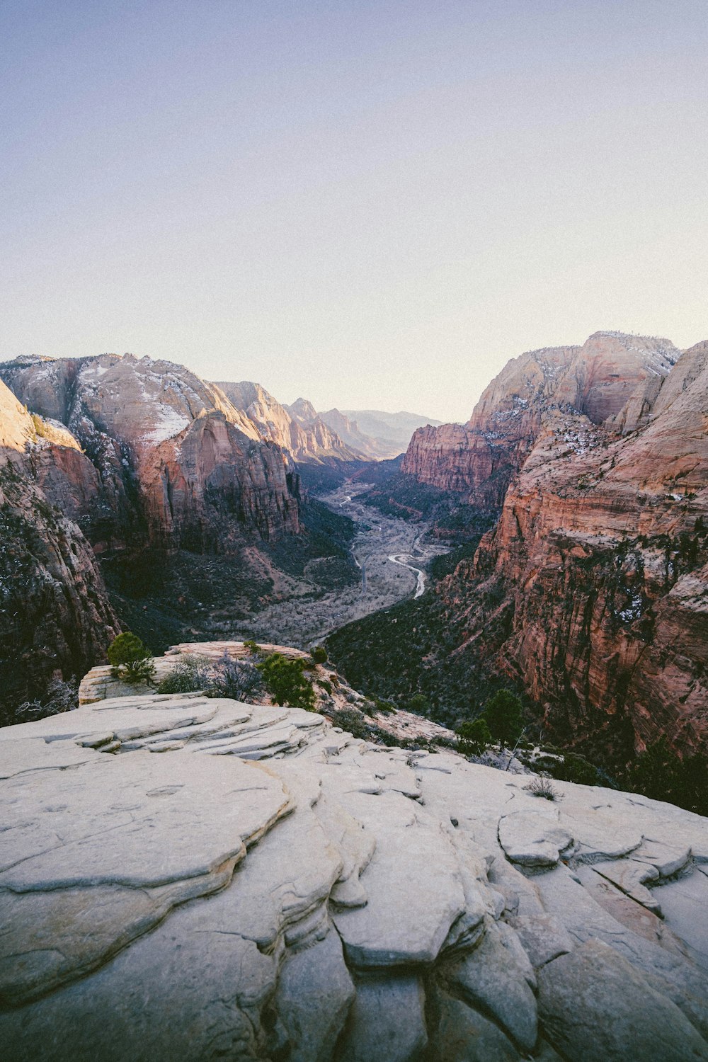 the view from the top of a mountain in the desert