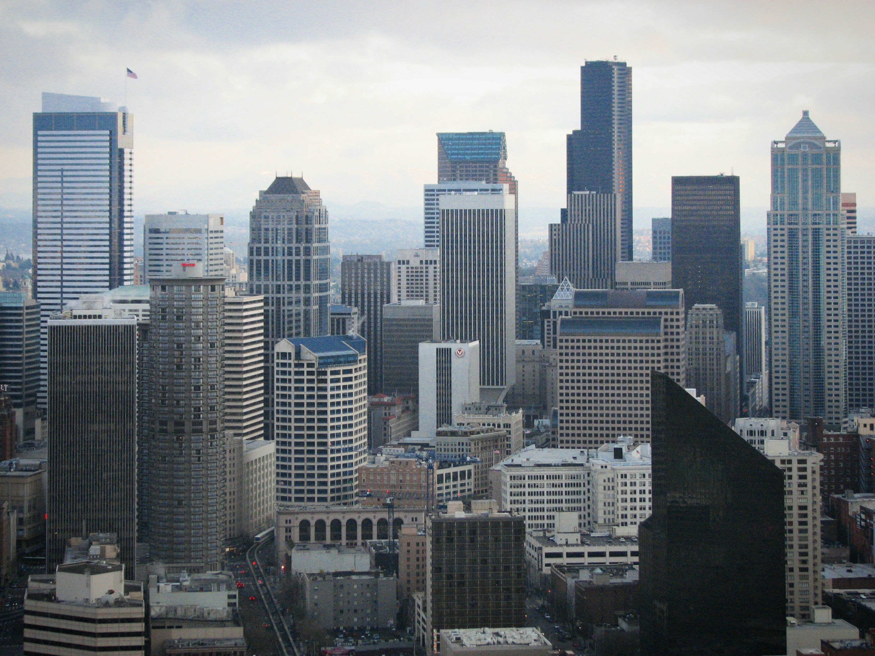 a view of a city from a tall building