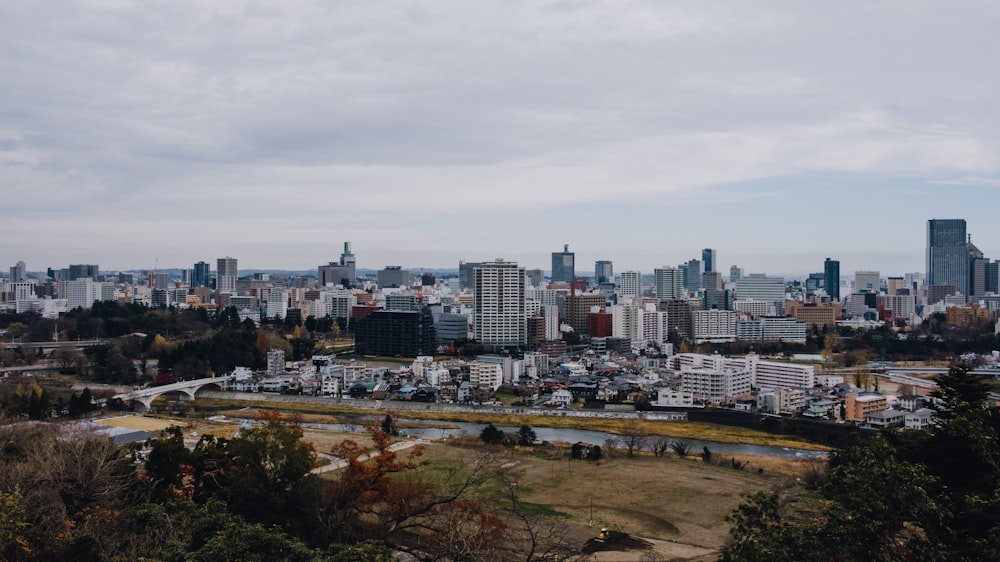 a view of a city from a hill