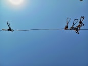 Bright and airy clothesline with freshly softened clothes fluttering in the breeze.