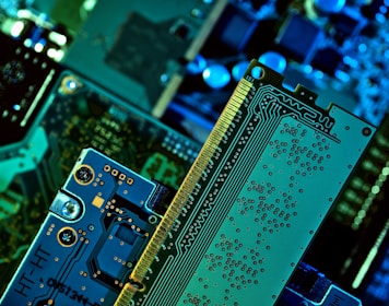 a close up of a circuit board with many other electronic components