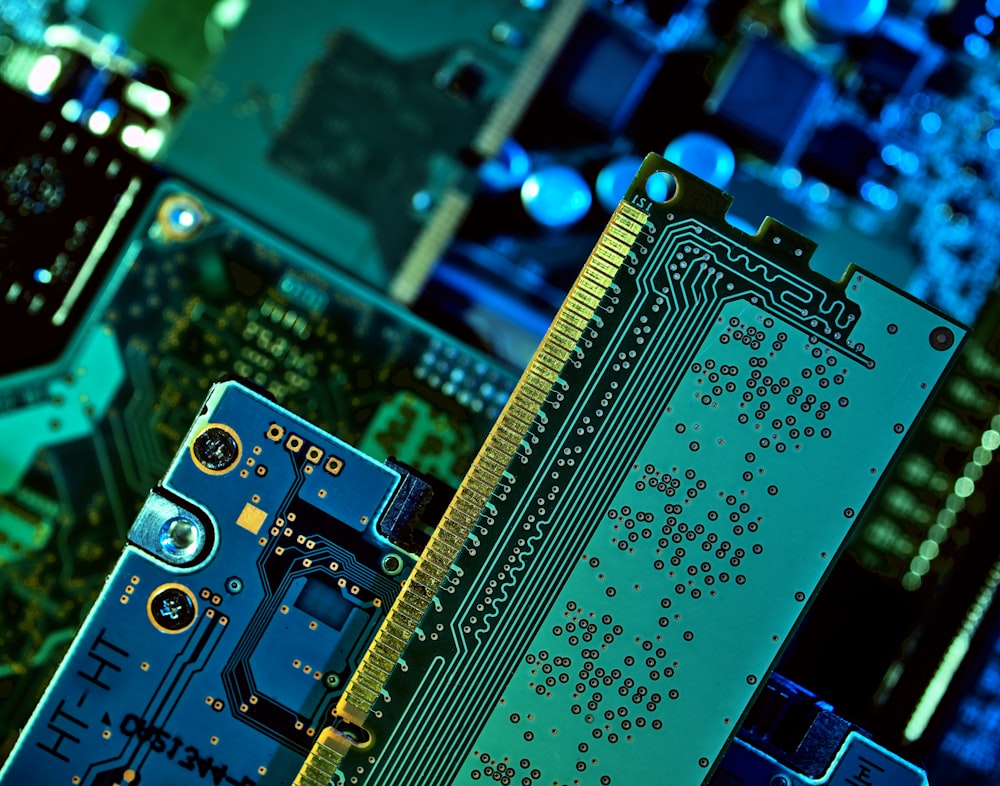 a close up of a circuit board with many other electronic components