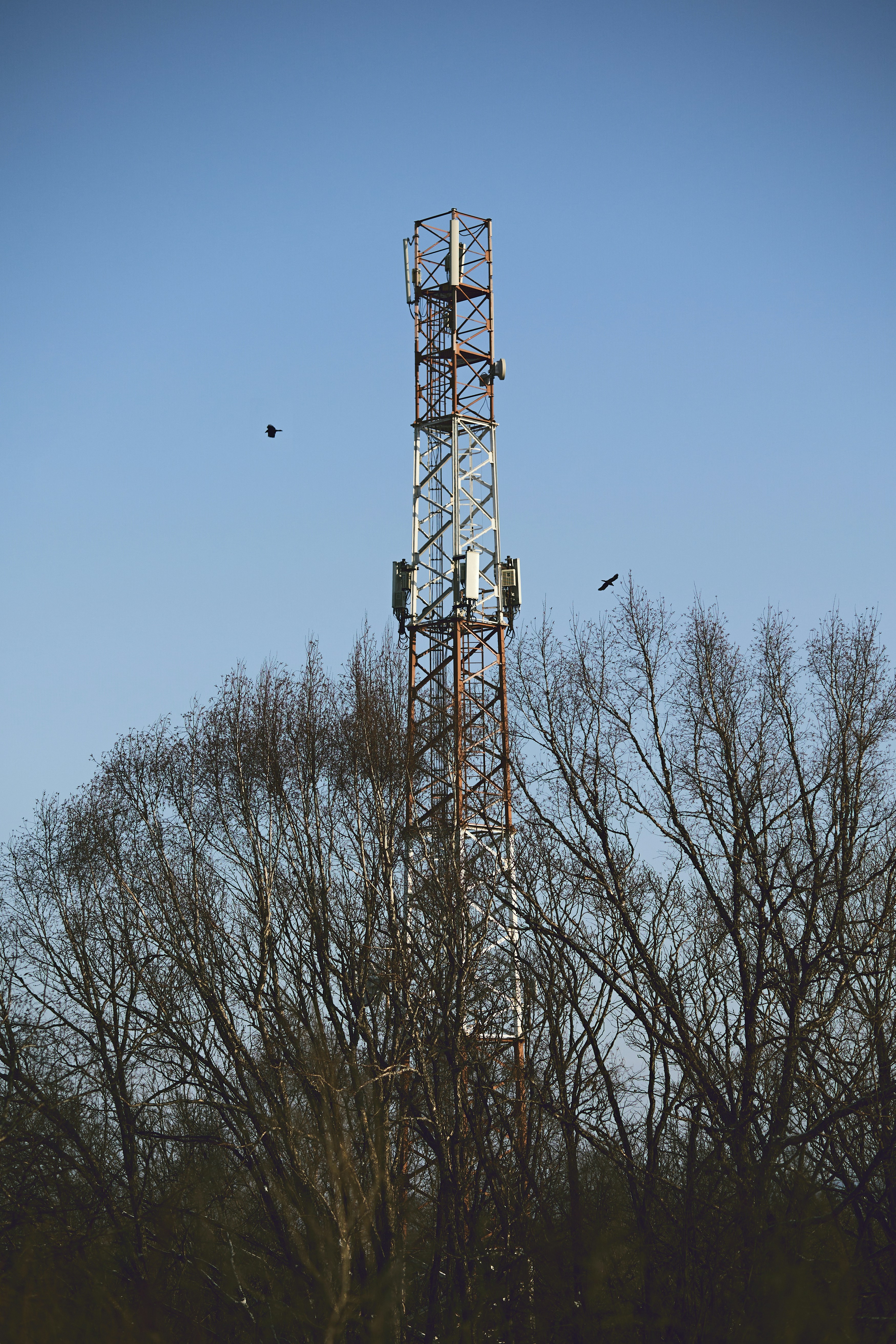 a tall tower with a cell phone on top of it