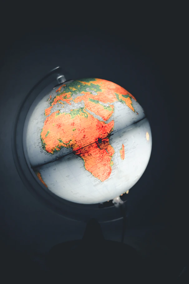 a close up of a globe with a black background