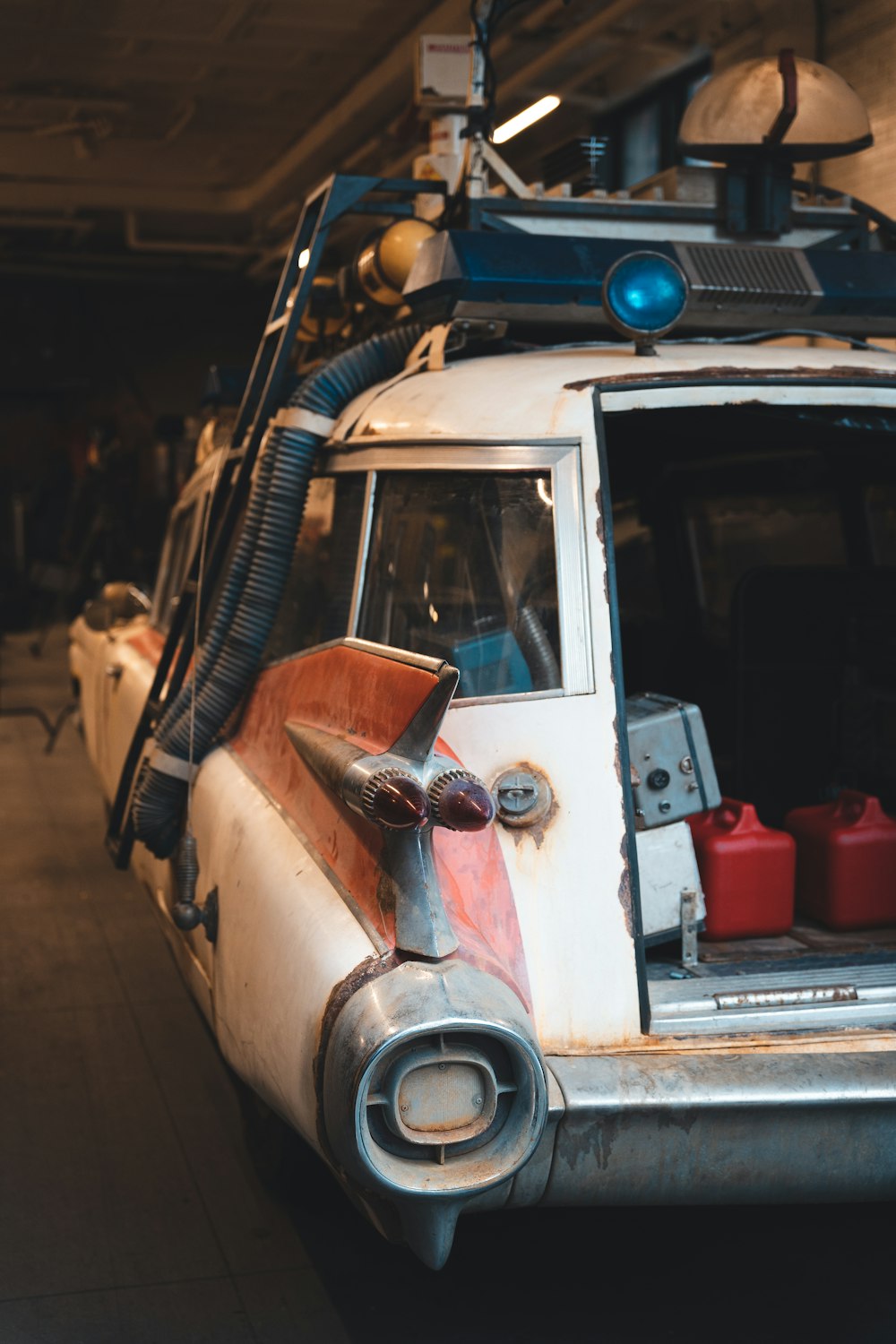 a truck that is sitting in a room