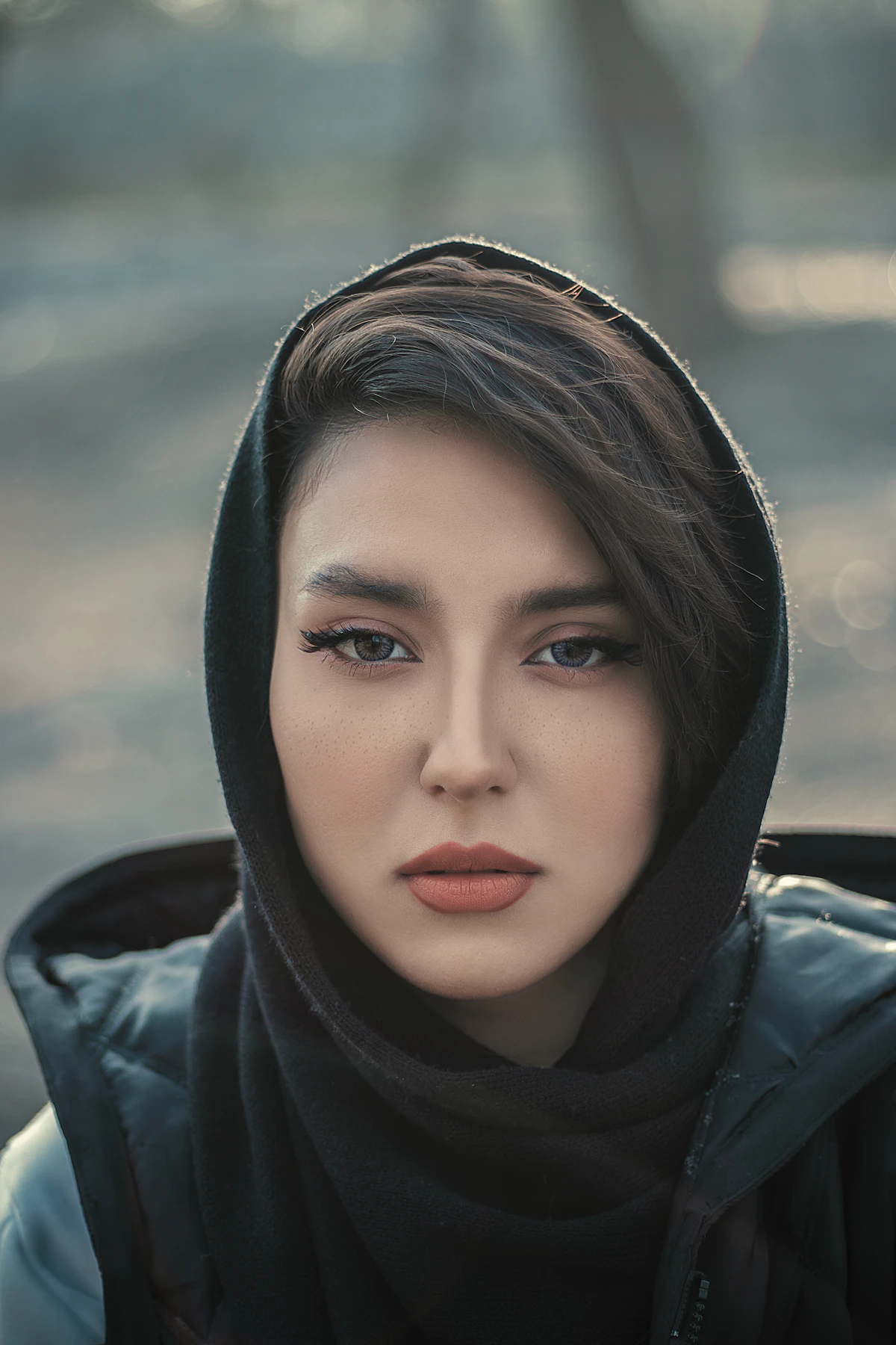 Woman wearing an elegant silk scarf inspired by Botticelli