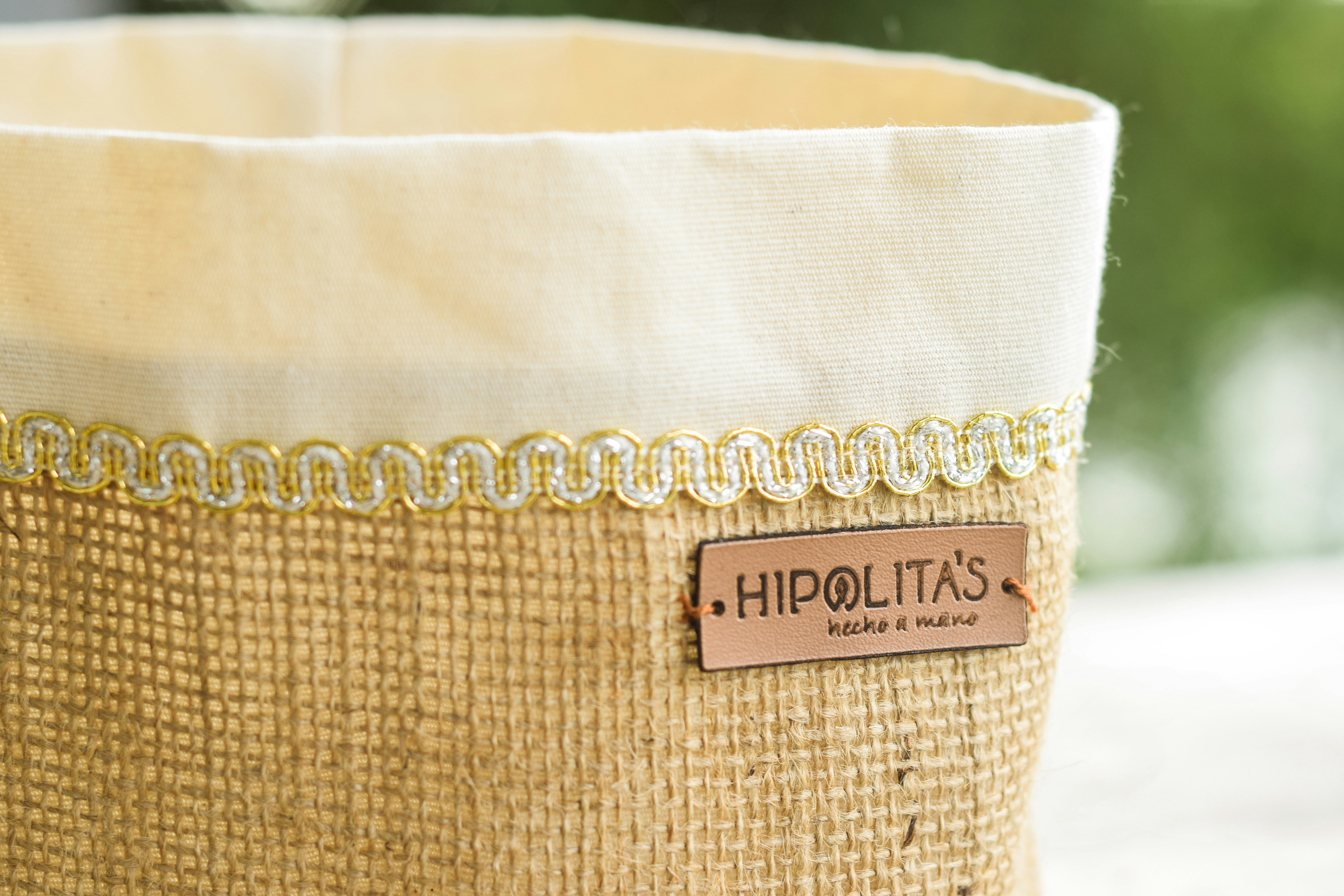 a close up of a basket with a label on it
