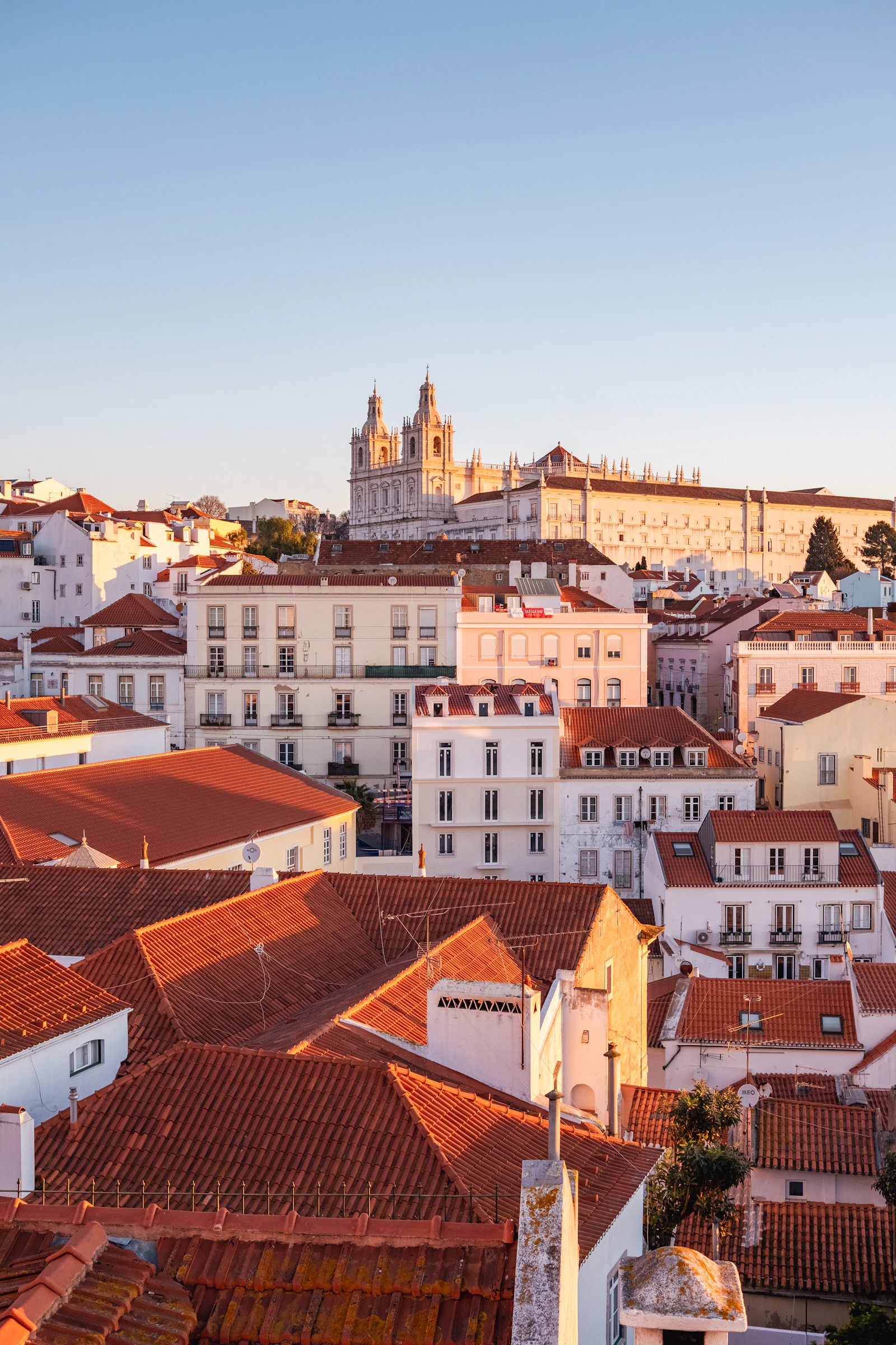 Lisbon Alfama district rooftops and São Vicente de Fora monastery, Portugal