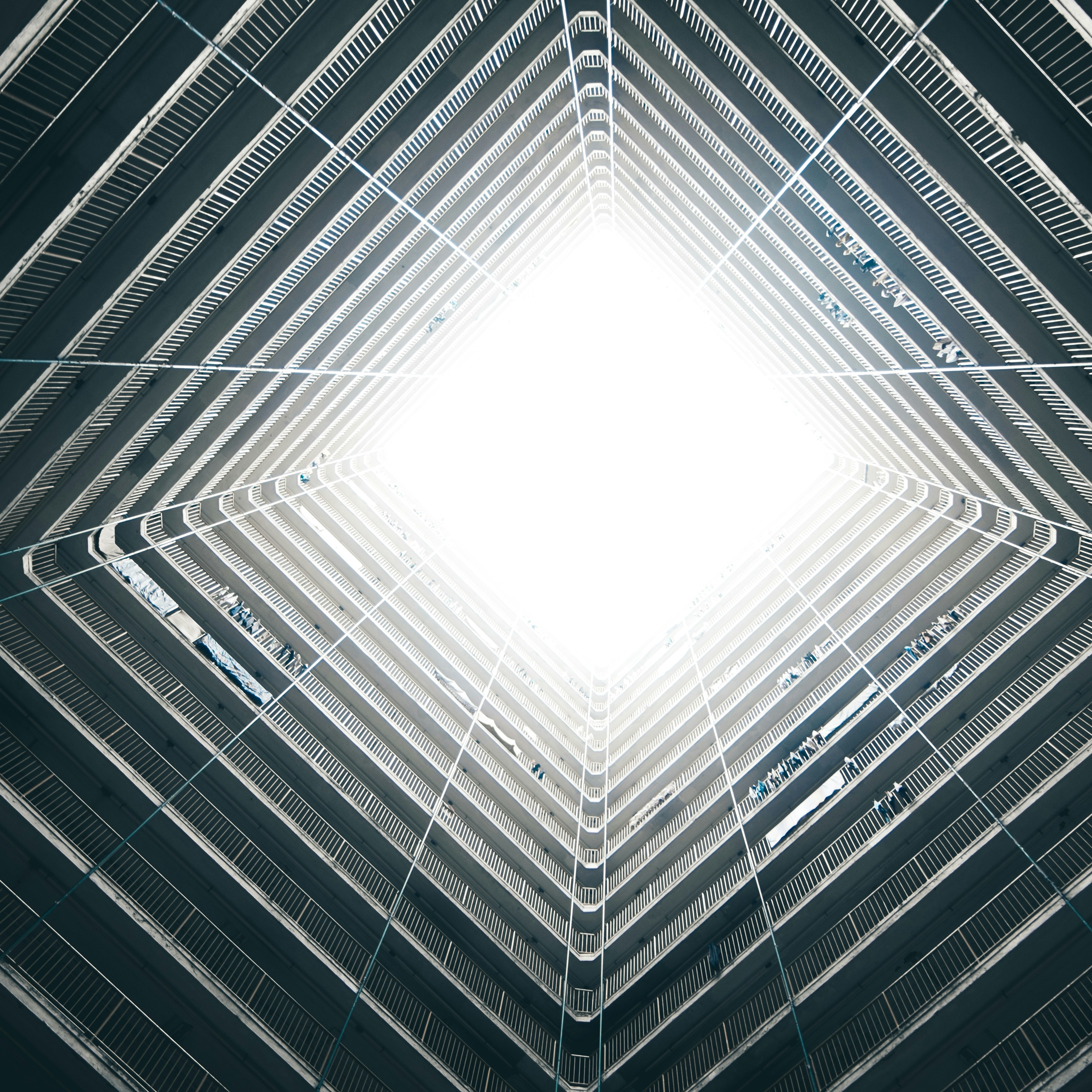 a white square in the middle of a building