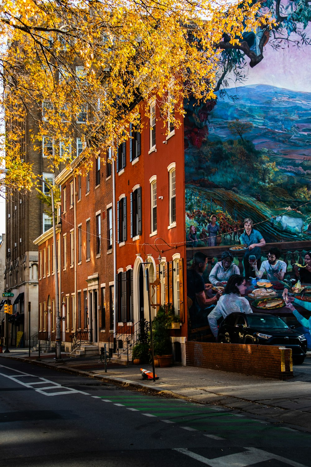 a large mural on the side of a building