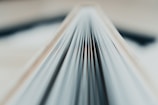 a close up of a book with a blurry background