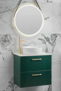 Modern matte black vanity lamp illuminating a stylish bathroom mirror.