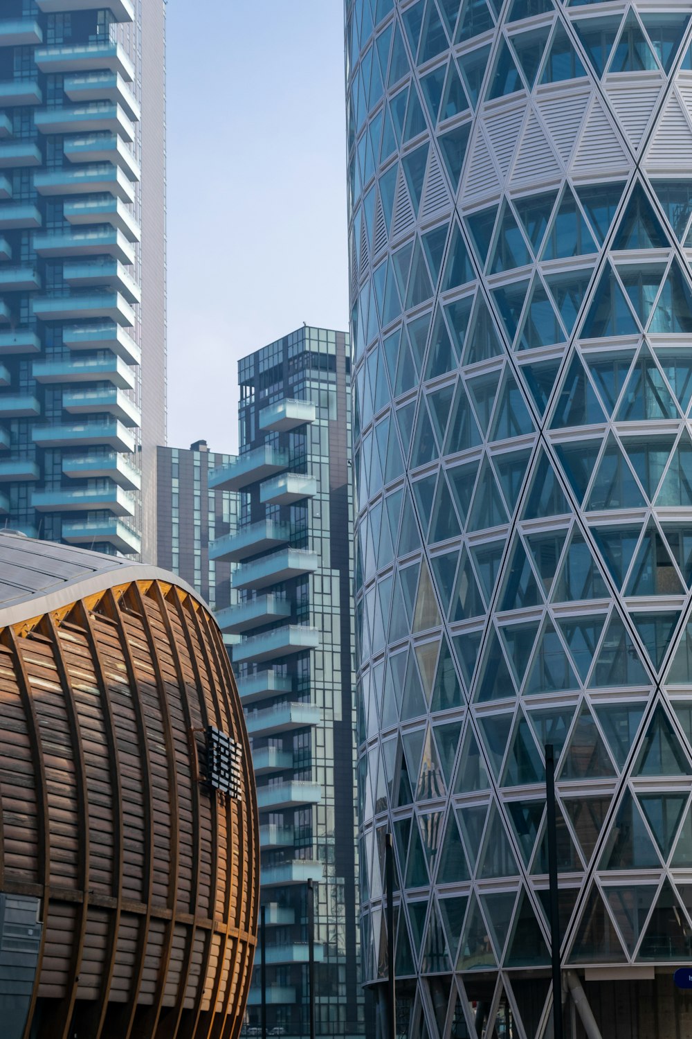 a group of tall buildings next to each other