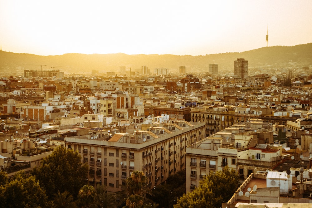 a view of a city with lots of tall buildings