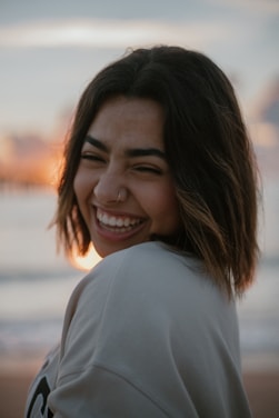 a woman with a smile on her face