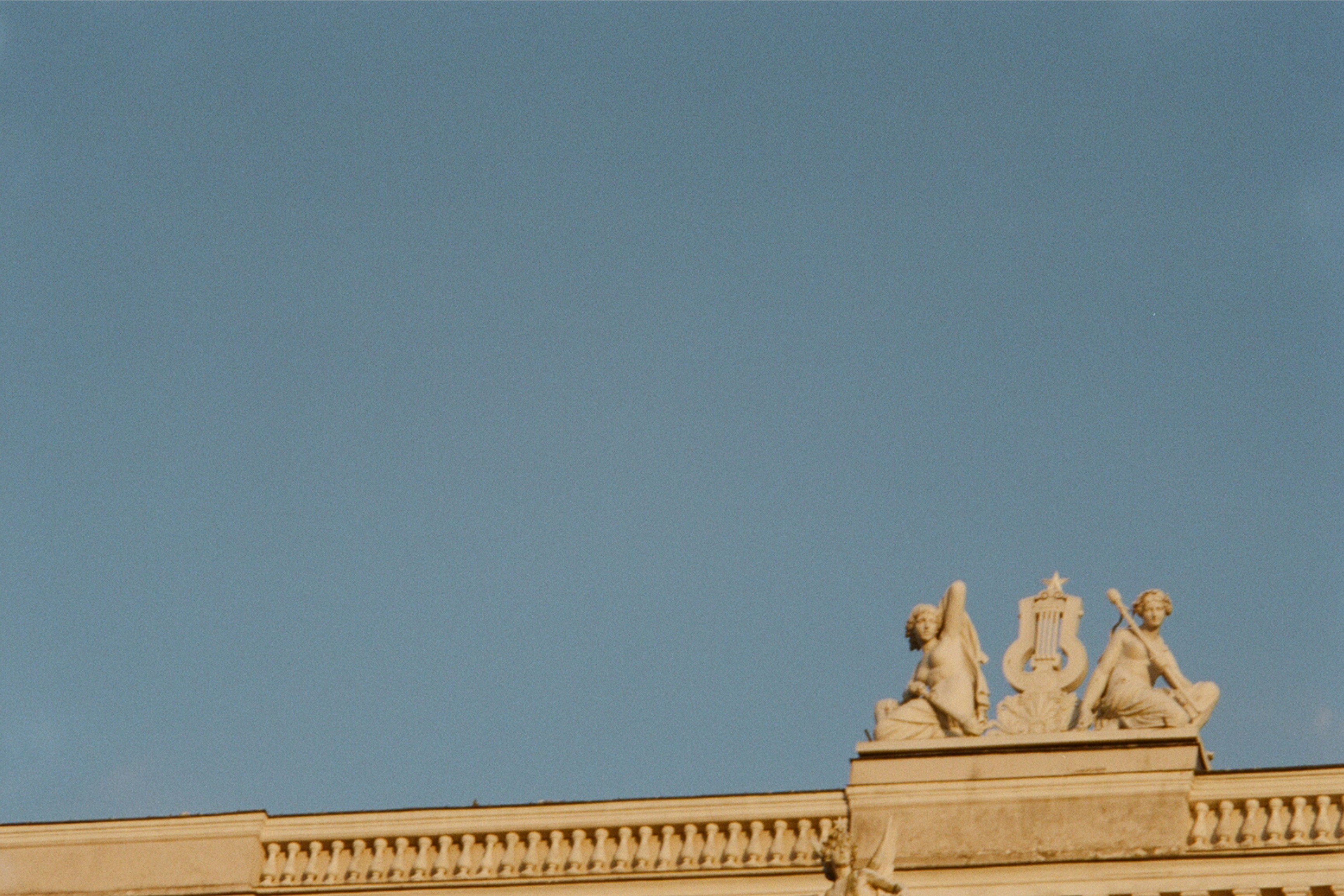 a large building in the background