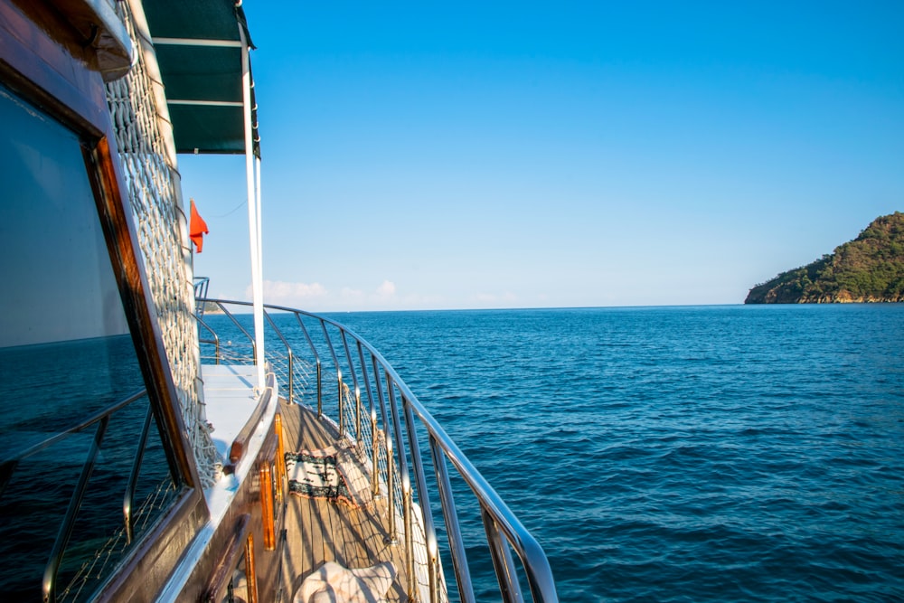 a view of the ocean from the deck of a boat