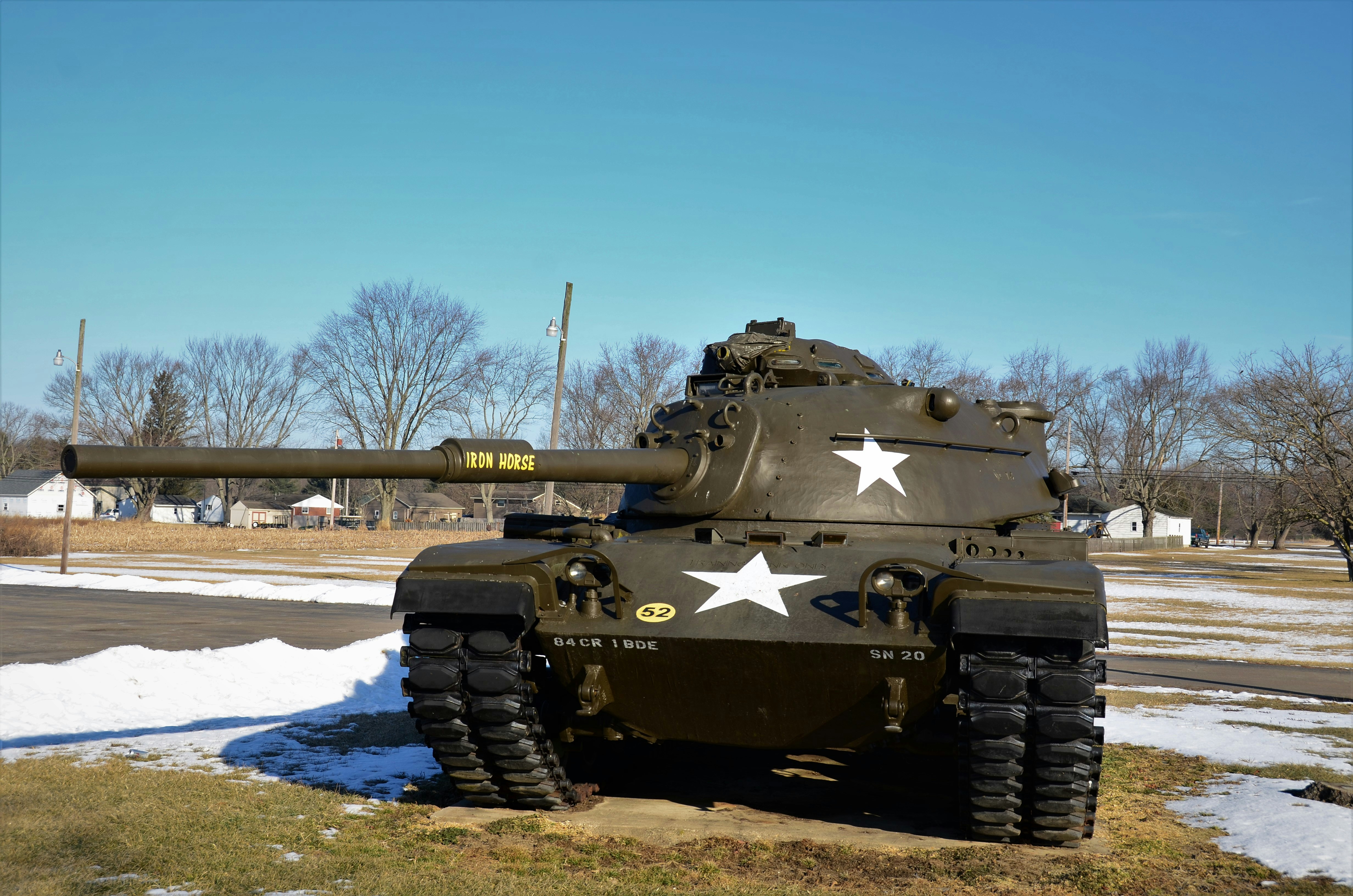 a tank with a star painted on the side of it