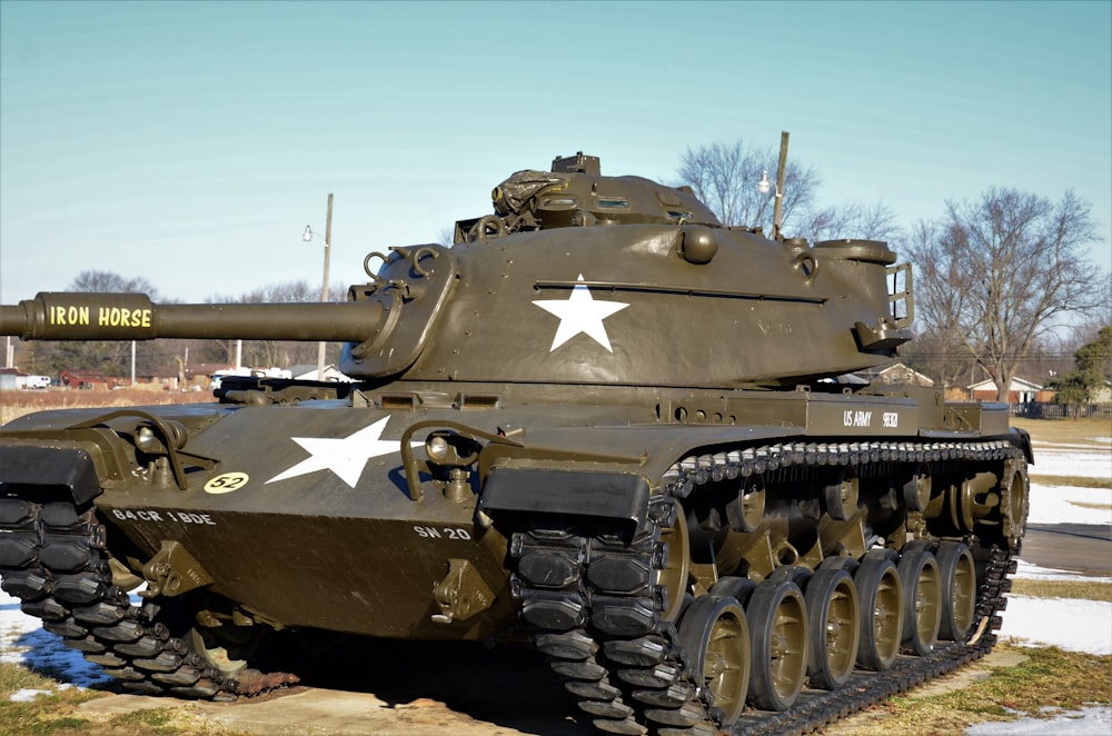 a tank with a star painted on the side of it