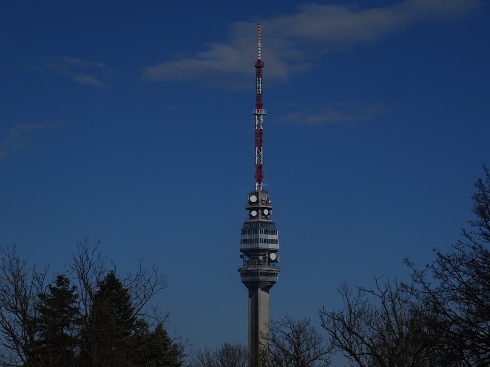 a tall tower with a sky background