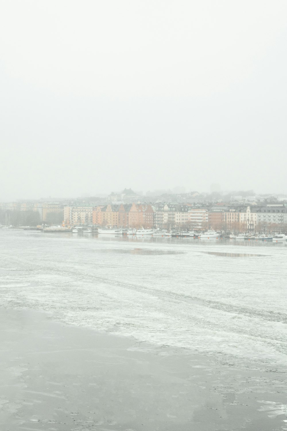 Una persona che cammina su una spiaggia nella neve