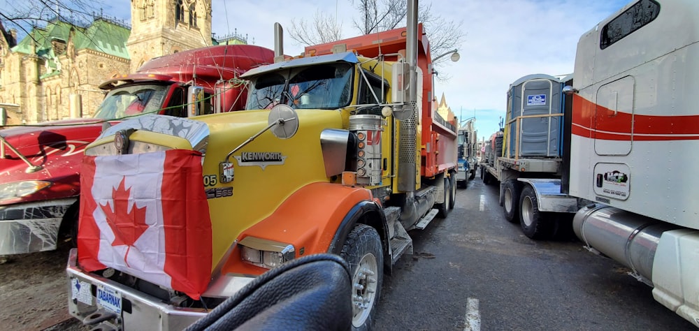 a truck with a canadian flag painted on the side of it