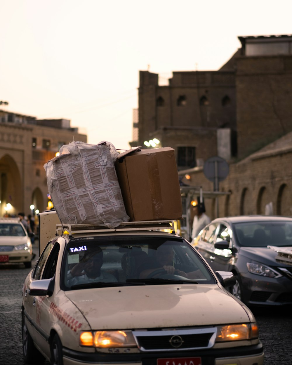 a car parked on a city street