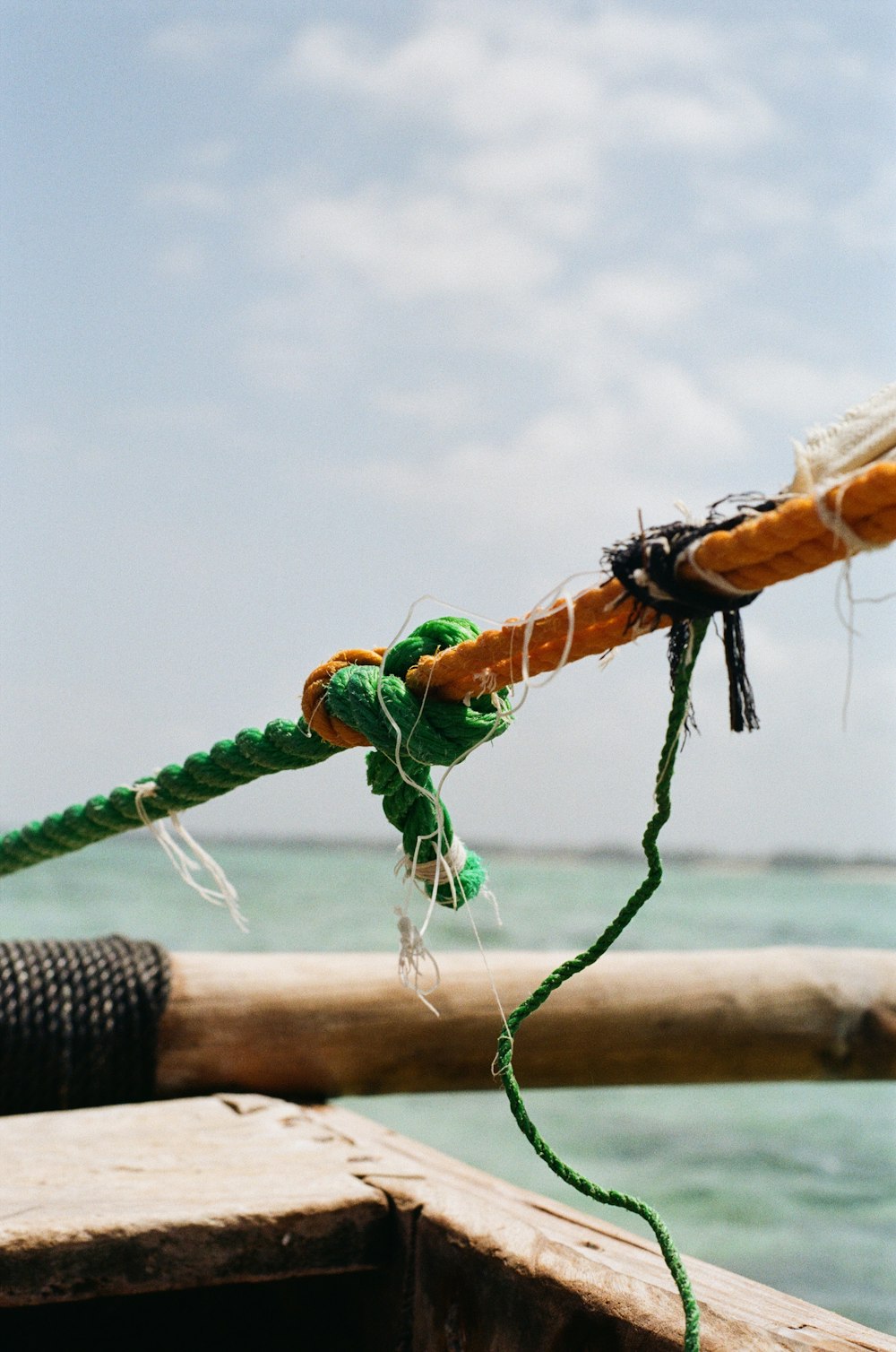 a close up of a rope on a boat