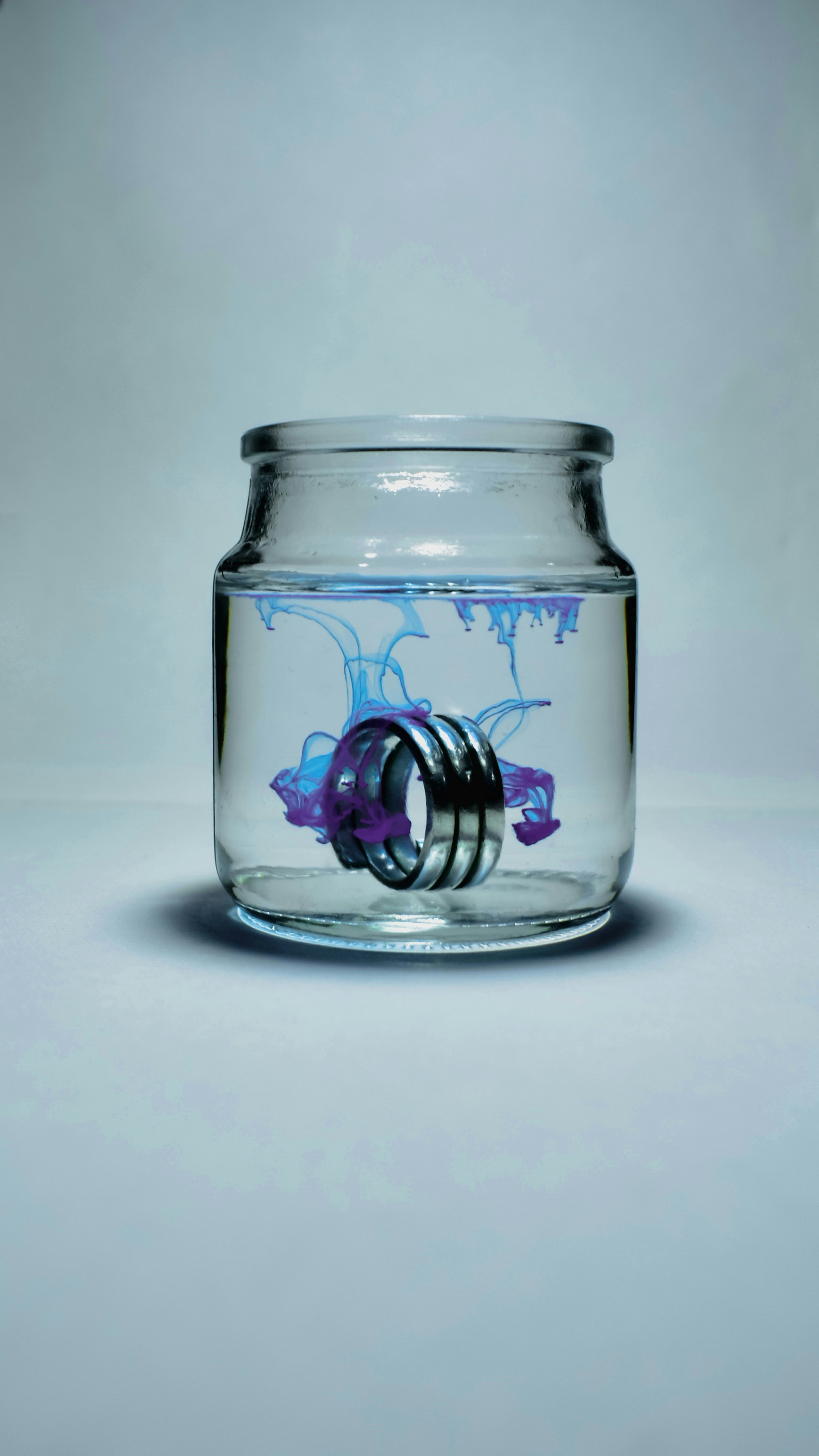Blue glass jar with lid