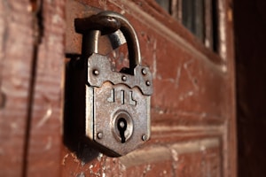 Heavy duty door lock close-up