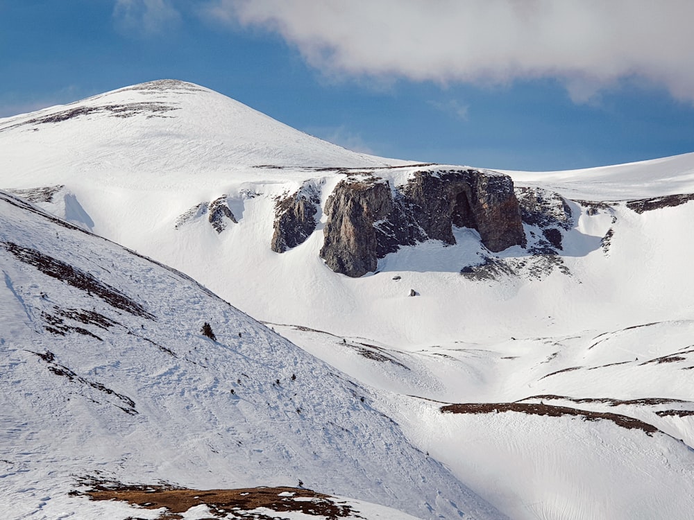 a snow covered mountain with a sky background