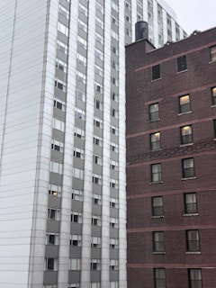 Before-and-after images of a renovated residential building highlighting waterproofing improvements.