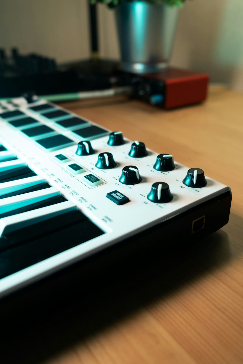 a close up of a keyboard on a table