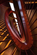 a close up of a spiral staircase in a building