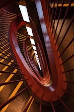 a close up of a spiral staircase in a building