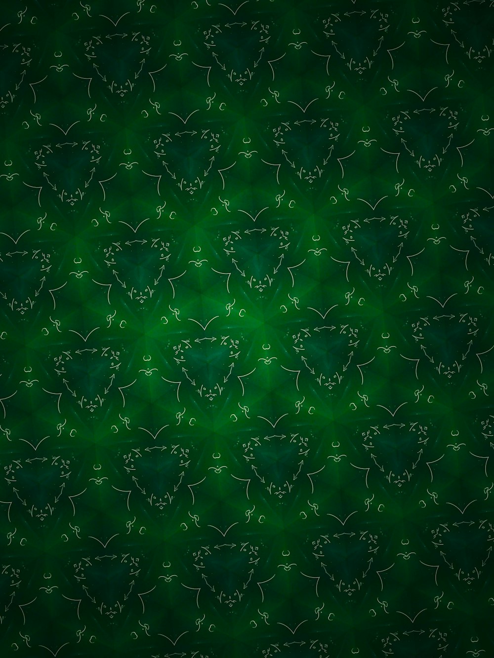 a green background with a pattern of vines