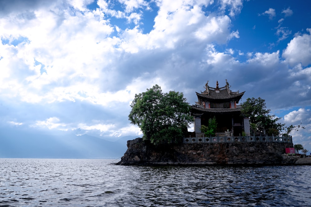 a small island in the middle of a body of water